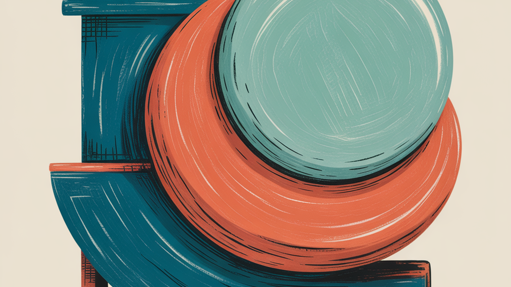 Abstrakte Illustration für strukturierte Empathie: Geometrische Formen in Balance symbolisieren Klarheit, Ordnung und bewusste emotionale Führung.