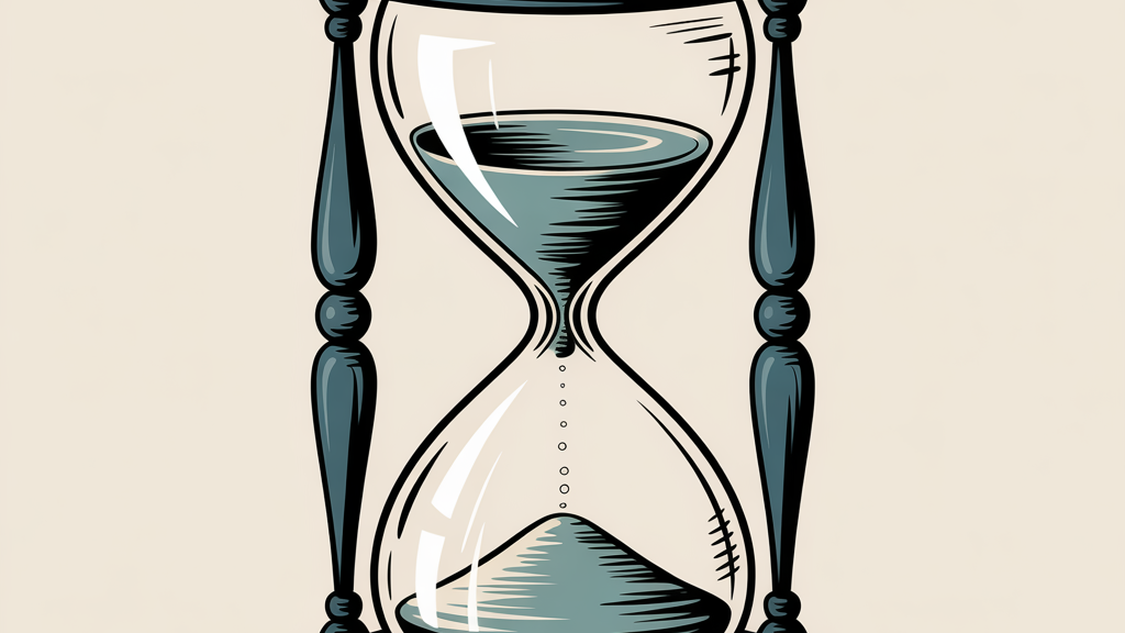 KI Bild einer stilisierten Sanduhr als Symbol für Entscheidungsdruck, begrenzte Zeit und verantwortungsvolles Abwägen.